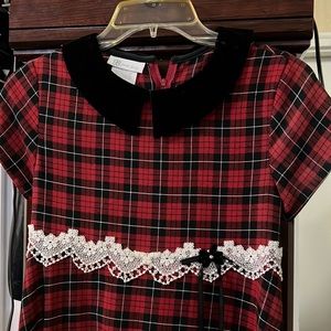 Bonnie Jean Girls Plaid with Velvet Long Length Dress. Beautiful